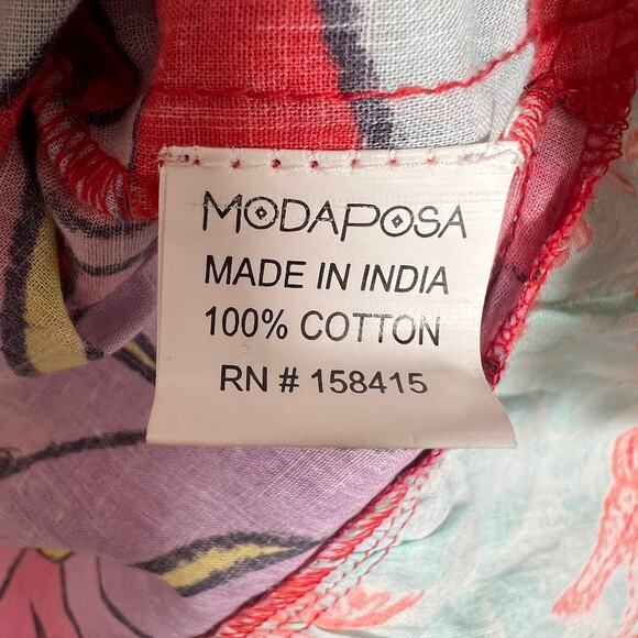 Modaposa Women's Vibrant Cold Shoulder Top XS Pink Blue Embroidered Boho Summer - Picture 7 of 8